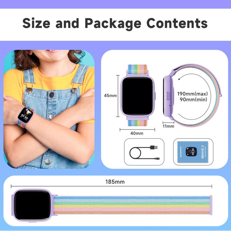 BIGGERFIVE Kids Smart Watch No APP No Phone Needed, with Pedometer,Step Counter,Heart Rate, Sleep Monitor, IP68 Waterproof, Puzzle Games Fitness Tracker for Girls Boys Kids