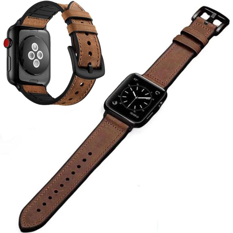 Leather Silicone Wearable Watch Band For Apple Watch Series 9 8 7 6 5 4 3 2 38 40 41 42 44 45 49mm iWatch Accessories