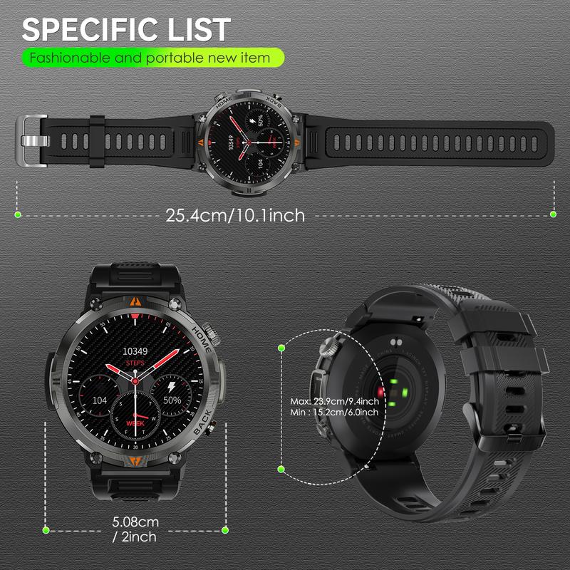 EIGIIS KE3 Multifunctional Smart Watch with Built-in Flashlight,3ATM Waterproof,Wireless Made Answer Calls,Message Alert,Voice assistant,Durable Smartwatch