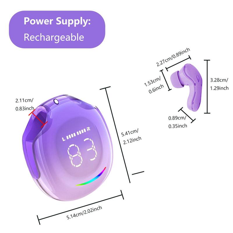 Wireless Earphone, In-ear Design Earphone with Digital Display Charging Case, Long Standby Earbuds for Sports & Gaming