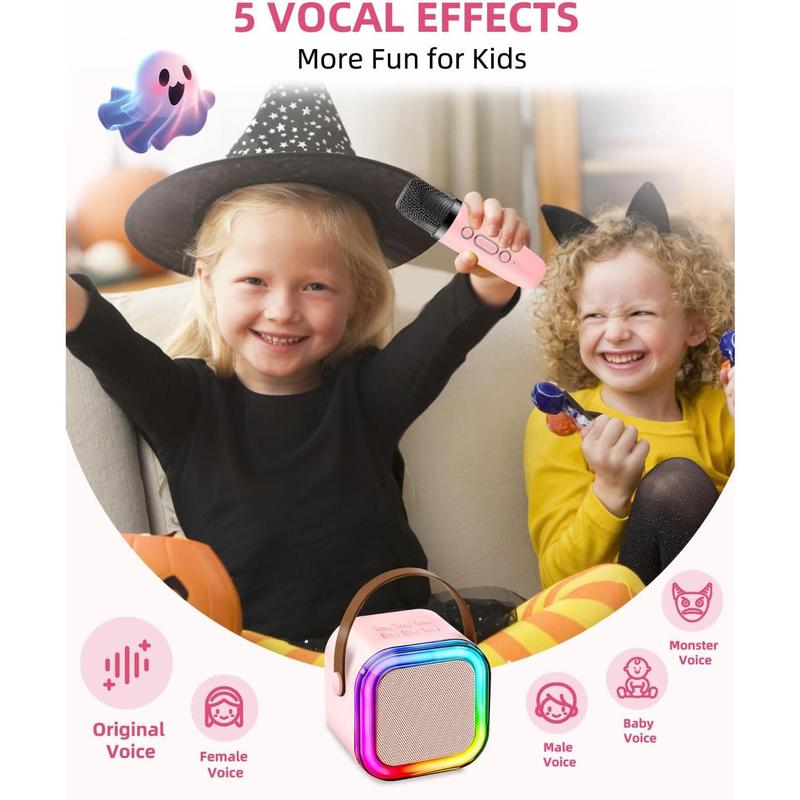 Karaoke Machine for  Adults,Portable Mini Singing  Karaoke Speaker with 1  Microphone,Birthday Gifts Party for Boys Teen Girls Ages 3-12+ Year Old(Pink)