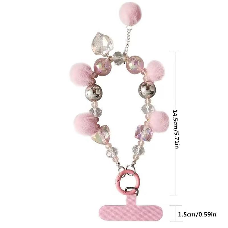 Cute Ball Beaded Phone Chain, 1 Count Fashionable Short Phone Lanyard, Mobile Phone Decoration Accessories for Women & Girls