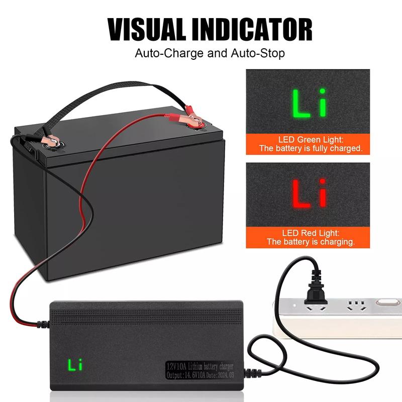 14.6V 10A Smart Fast Charger for Lithium Iron Phosphate (LiFePO4) Battery