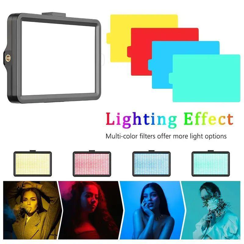 6 Inch LED Selfie Light, Content Creator Tools, Video Light Panel with Multiple Filters & Retractable Tripod, Professional Studio LED Video Light Kit, Suitable for Camera Photo & Online Streaming, Makeup, Selfie & Portrait Lighting