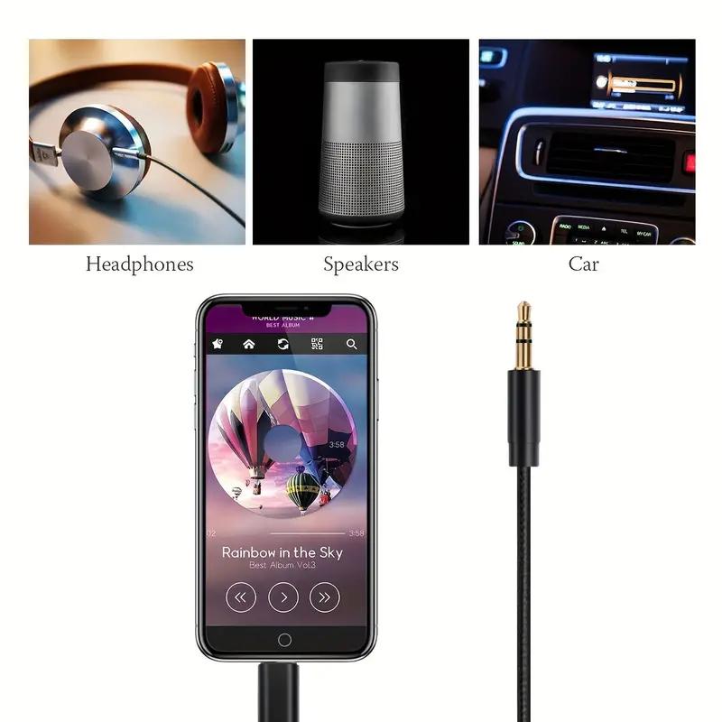 For IPhone To 3.5mm AUX Cord, Audio Adapter Hi-Fi Stereo Aux Headphone Male Cord Car Auxiliary Cable Compatible With IPhone 14 13 12 11  XS XR X 8 7, 100cm For Car, Lightning Cable, Tablets, Headphones, Speakers, Home, , Car Stereos, and Mobile Phones