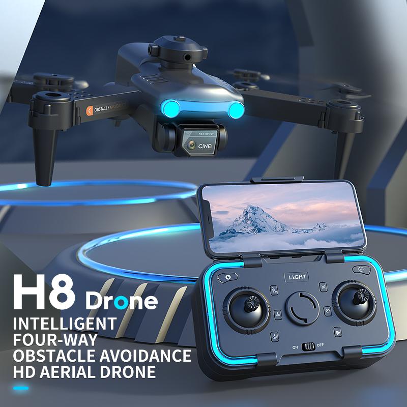 H8 Drone with brushless motor, optical flow, obstacle avoidance, remote control, and battery. Ideal outdoor flying toy gift