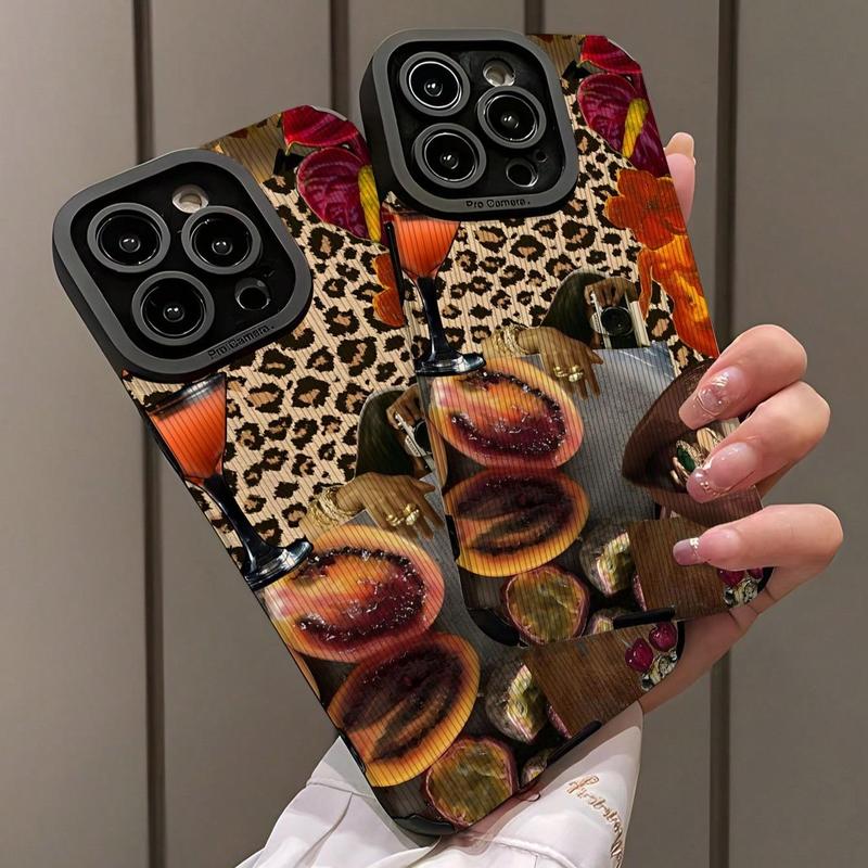 Fashion Leopard-Pattern Phone Case, Shockproof Phone Protective Cover, Phone Accessory Compatible with iPhone 11 12 13 14 15 16 Pro Max Pro Plus