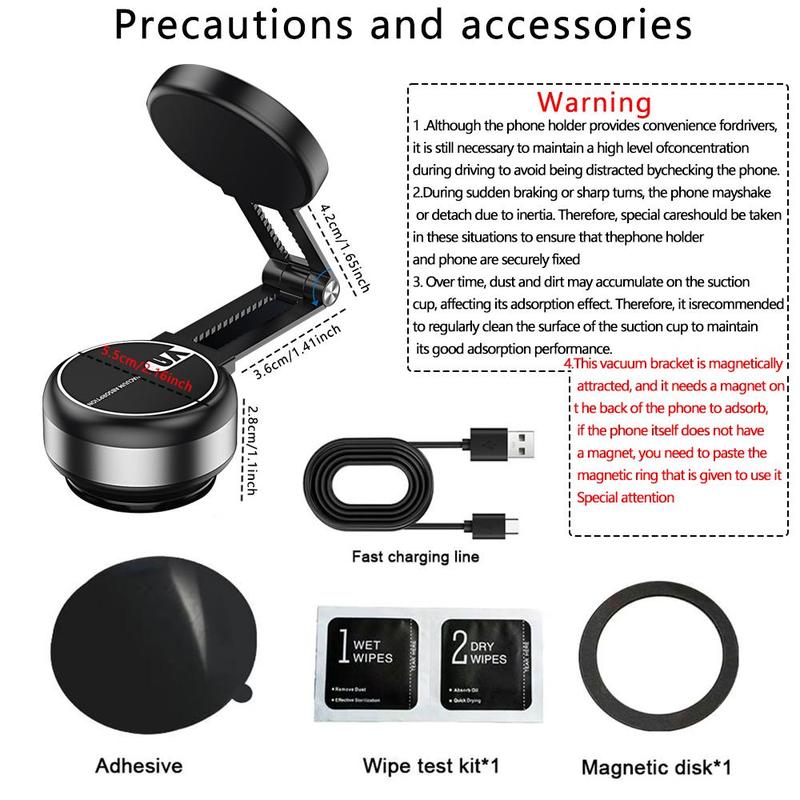 RNABAU 360° Rotatable & Foldable & Retractable Car Smarthone Holder, 1 Count Magnetic Car Cellphone Stand Holder, Suitable for Indoor Smooth Walls, Glass