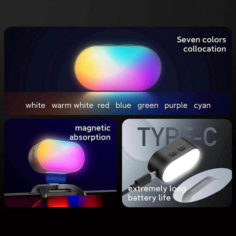 7 Color Magnetic Smartphone Fill Light, Multipurpose Portable Cellphone Stabilizer, Adjustable Brightness Selfie Light, Mini Handheld Pan & Tilt Beauty Light, LED Lights for Phone Selfie Recording, Phone Accessories