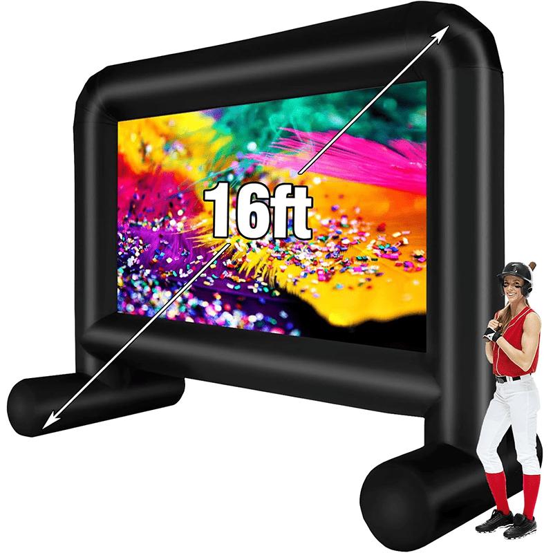 16ft Inflatable Movie Projector Screen, Outdoor Projector Screen Including Blower And Storage Bag Front Rear Projection, Experience The Ultimate Outdoor Cinema Audio Mount Durable Watch