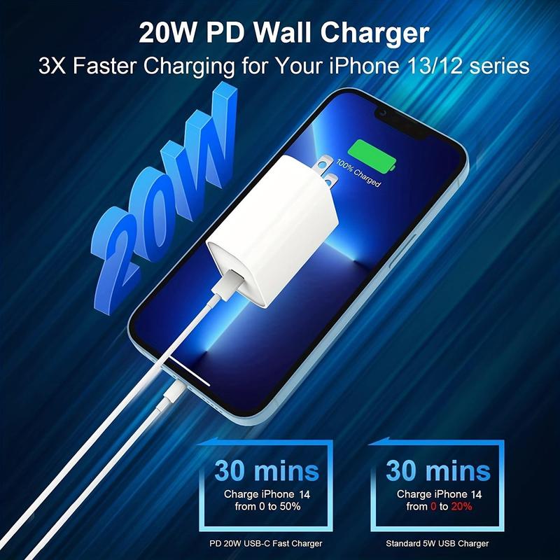 Fall 20W PD Fast Charging Charger Set [Apple MFi Certified], Type C Portable Charger With USB-C for Lightning Cable, Portable Car Chargers for iPhone iPad AirPods