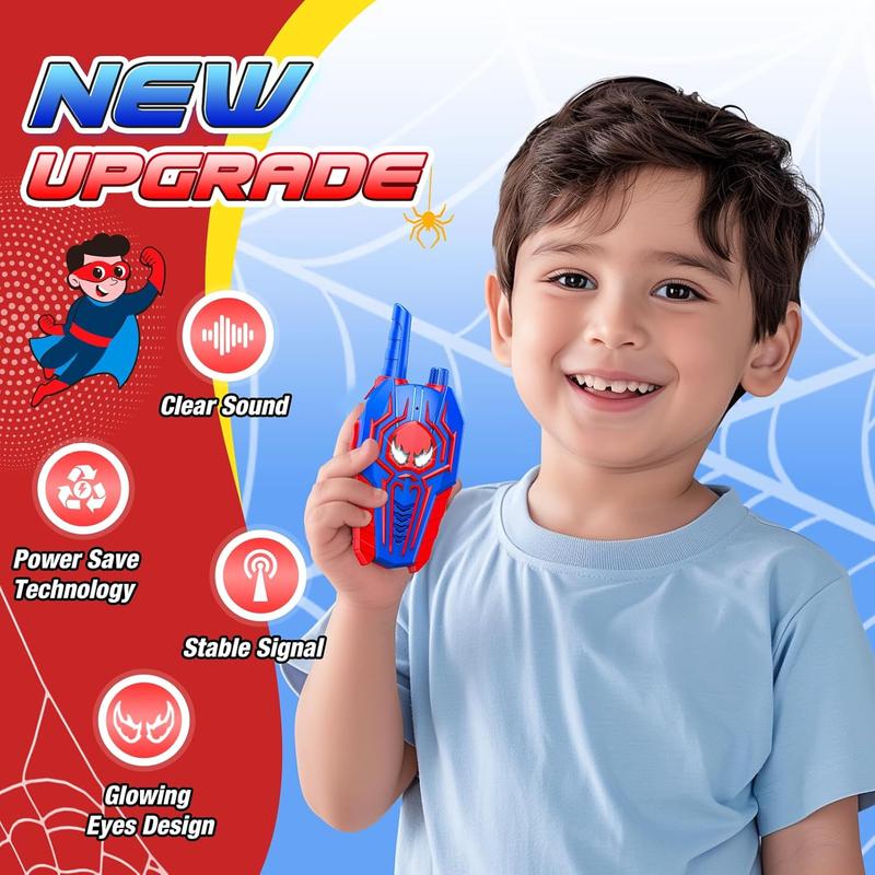 Spider Walkie Talkies for Kids: Toys Gifts for 3 4 5 6 7 8 9 Year Old Boys Girls Ages 5-7 Kids Walkie Talkies Outdoor Hiking 2 Way Radio Toy for 3-12 Year Old Boy Girl Christmas Birthday Gift Age 3-6