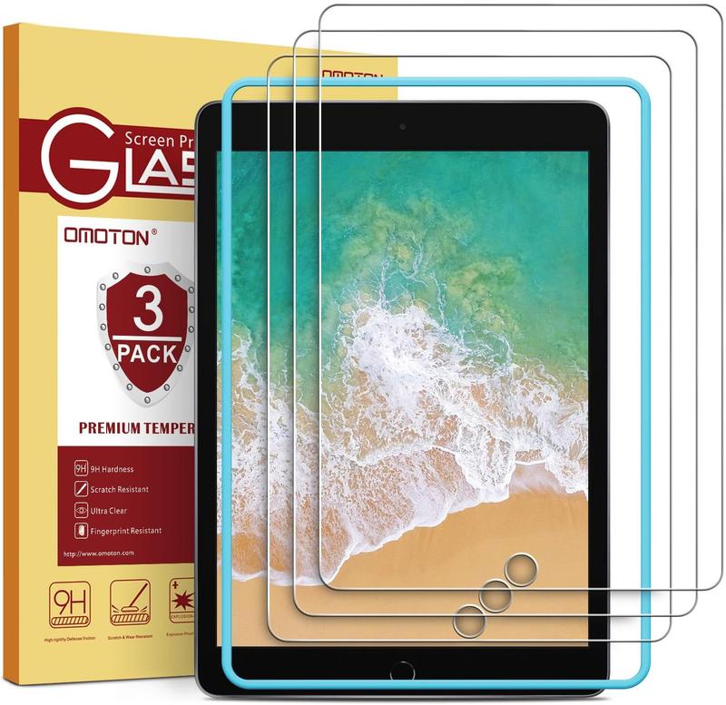 3 Pack Screen Protector for iPad 6th 5th Generation, Tempered Glass Screen Protector Compatible with  iPad Pro 9.7   iPad Air 2   iPad Air 9.7 Inch with Alignment Frame, Case Friendly