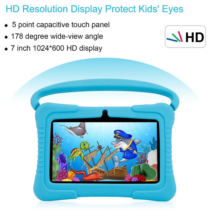 Veidoo Android Kids Tablet, 7-inch IPS Screen, 32GB ROM, Safety Eye Protection, Compact Education Tablet for Toddler, WiFi, Games, Parental Control