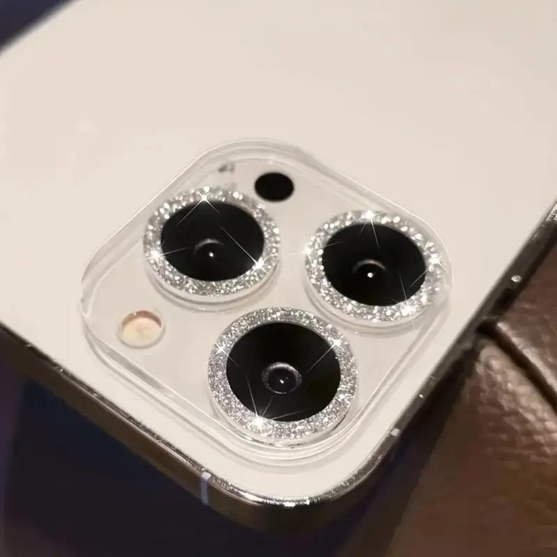 Sparkle Glitter Lens Camera Protector, Tempered Glass Lens Camera Protector, Phone Lens Protector for iPhone 15 14 13 Pro Max Plus ProMax, 2 Counts, Men Gifts