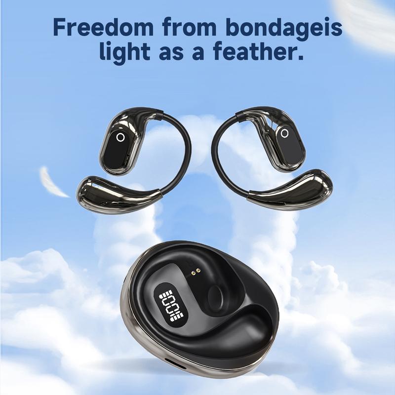 Open-ear Earbuds,Wireless Bluetooth Headset 5.4, Waterproof,48Hrs Playtime,On Ear Headphones Immersive Premium Sound Long Distance Connection Headset with Charging Case Audio Electronic