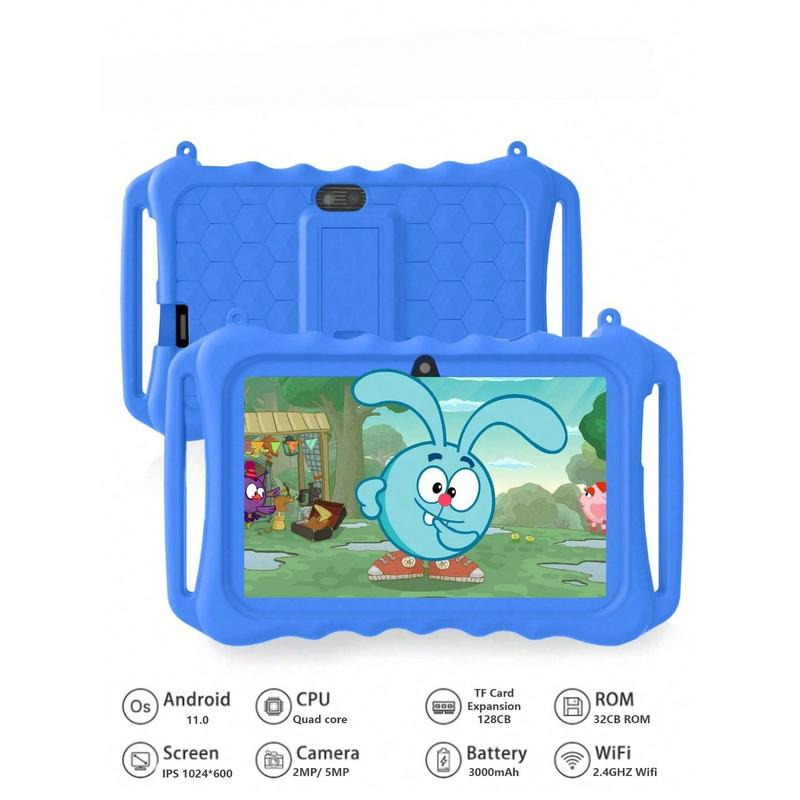 Kids Tablet, 7 Inch Android 11 Tablet For Kids, 6GB(2+4) RAM 32GB ROM 128GB Expand, Toddler Tablet With WiFi,  Parental Control, Dual Camera, GPS, Shockproof Case