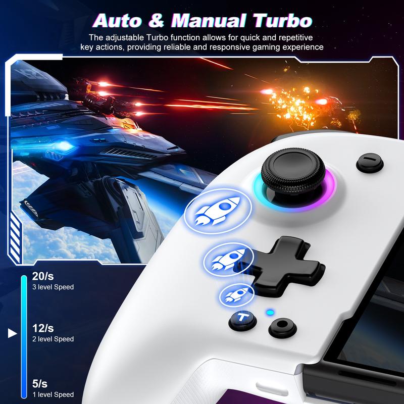 Switch Controllers for Switch OLED,Switch Wireless Pro Controller Joypad, Full-Size Ergonomic Handheld Mode Controller with Battery RGB Turbo Programming