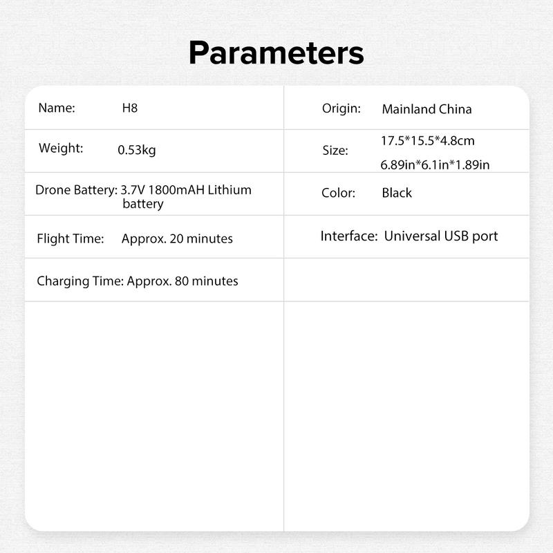 H8 Drone with brushless motor, optical flow, obstacle avoidance, remote control, and battery. Ideal outdoor flying toy gift
