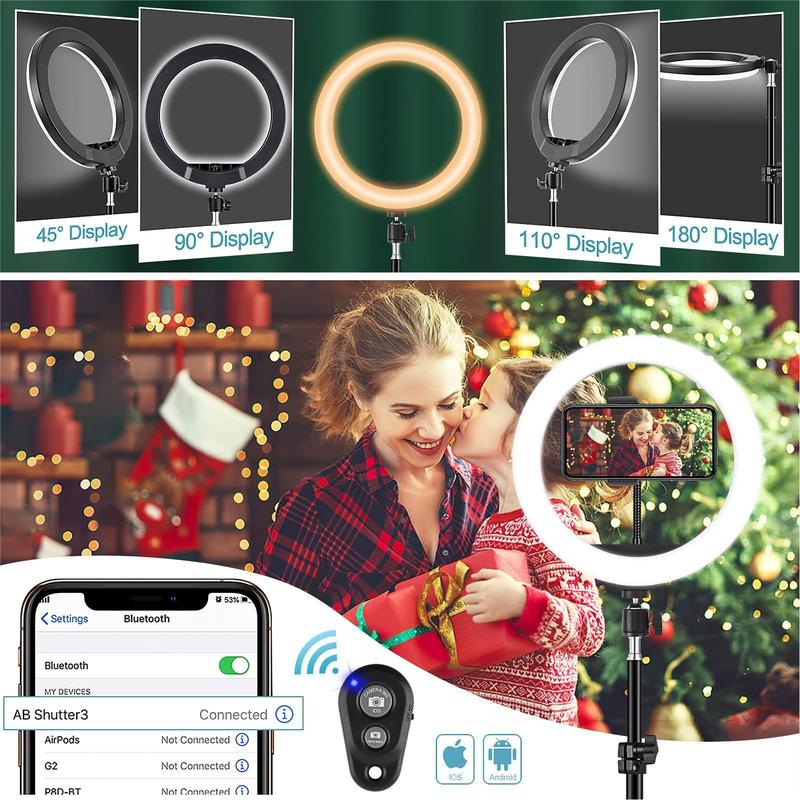 10 Inch Ring Light Kit with Phone Holder Stand, RGB Fill Light with Remote Control, Professional Selfie Light Kit for Live Streaming, Vlogging, Photography & More, Stocking Fillers Gift