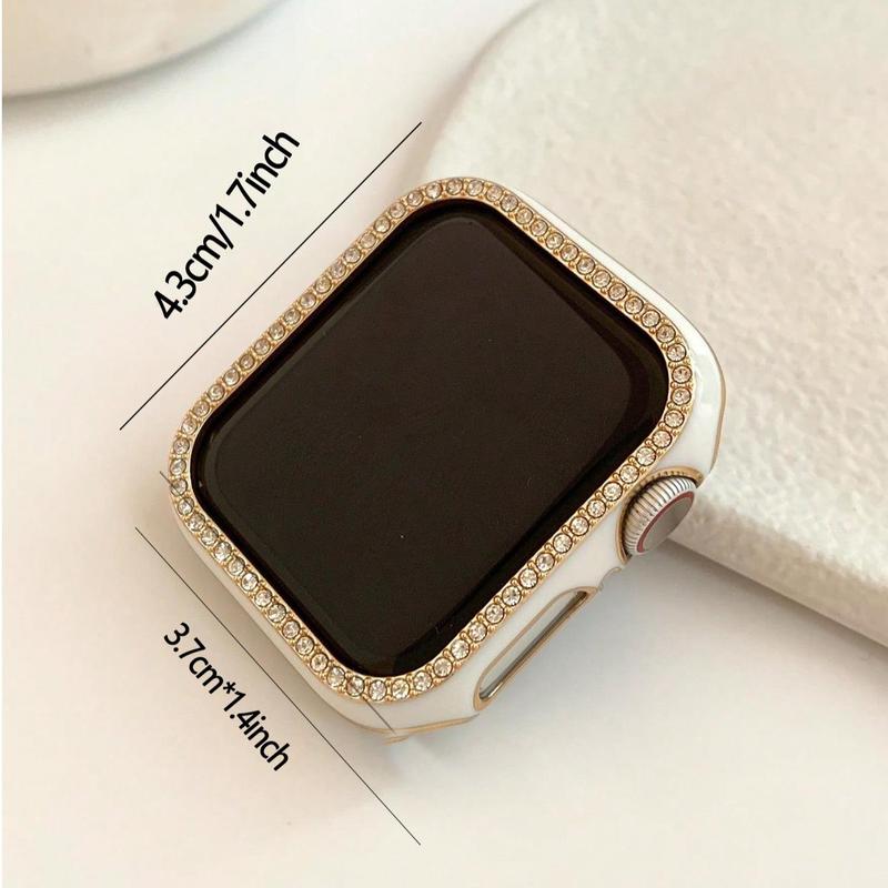 Rhinestone Decor Smart Watch Case, 1 Count Hollow Out Single Row Watch Case for Women & Men, Fashion Watch Case for iWatch Daily Commute To Outdoor Sports, Wearable Accessories