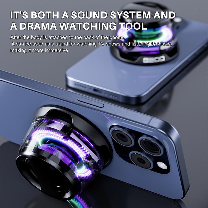 G200 Magnetic Bluetooth Speaker,Magnetic Mini Bluetooth Speaker, G200 5W mini Speakers Wireless with Bluetooth 5.3, RGB Light, Game Mode, 7H Playtime, Portable Phone Stand for iPhone, Travel, Golf Cart - Black Purple Christmas Gift