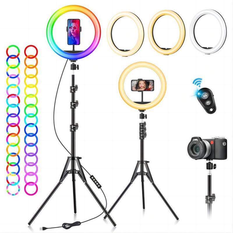 10 Inch Ring Light Kit with Phone Holder Stand, RGB Fill Light with Remote Control, Professional Selfie Light Kit for Live Streaming, Vlogging, Photography & More, Stocking Fillers Gift