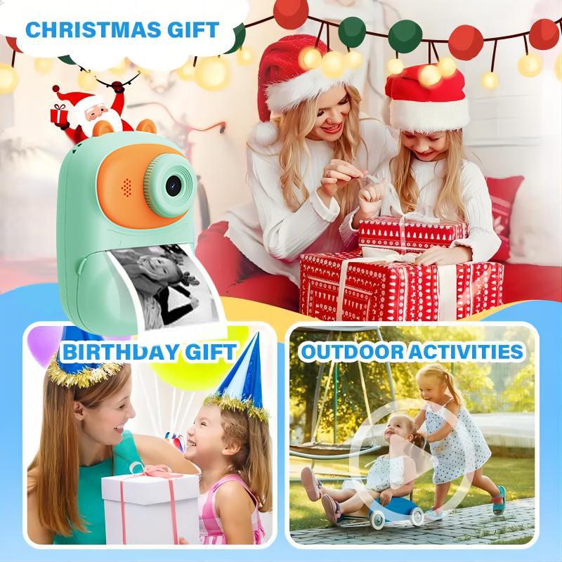 Instant Camera for Kids, Thermal Printing, Creative Christmas and Birthday Gift, HD Color Screen, 32G Memory, Fast Photo Printing, Educational Children's Toy Camera, For All Ages