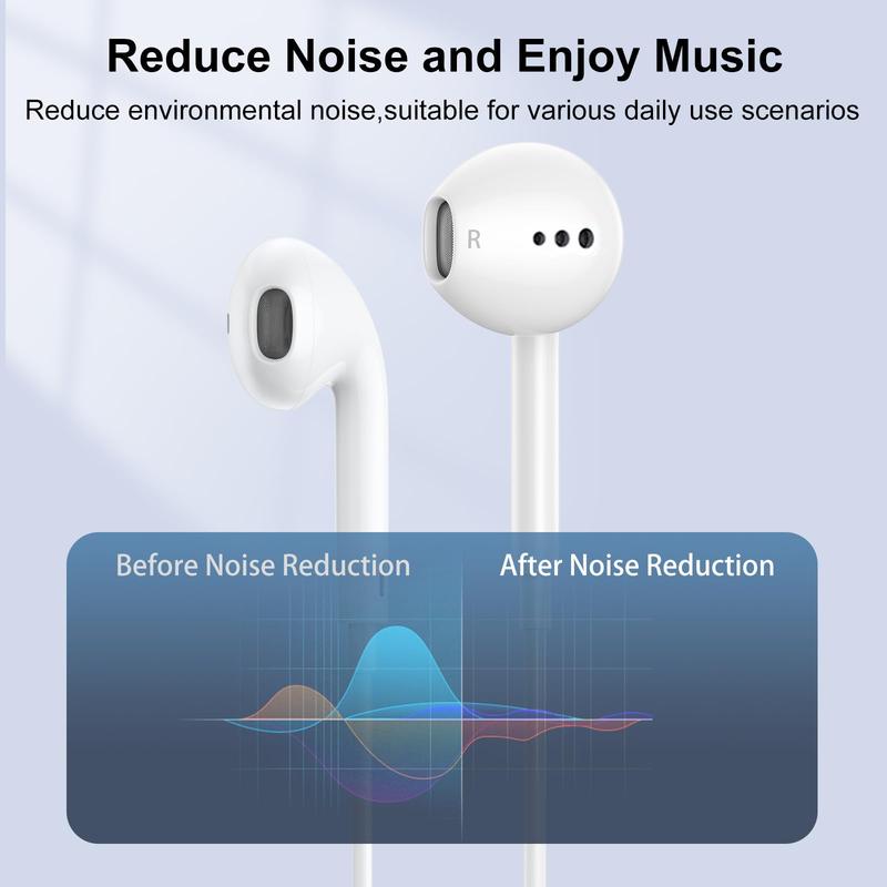 Earbuds, Wired Earphones (Built-in Microphone & Volume Control) Noise Canceling Isolating Headphones for iPhone 14 13 12 11 SE X XR XS 8 7