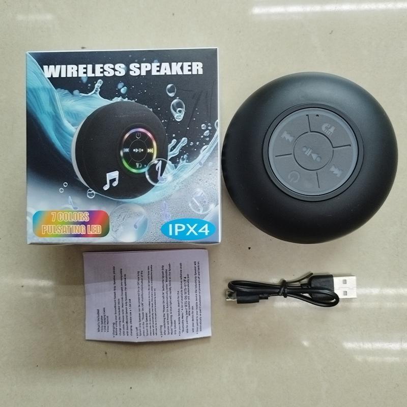 Mini Bluetooth-compatible Speaker, Portable Wireless Speaker with Colorful LED Light, Rechargeable Waterproof Speaker for Beach, Shower & Home