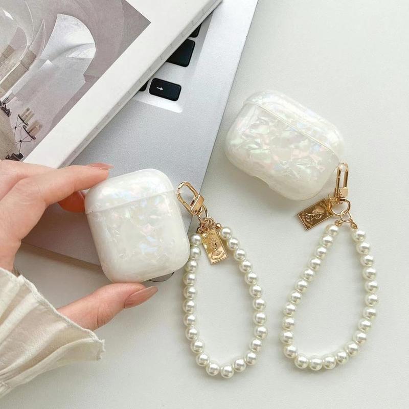 Cute Glitter Airpods Pro 2nd 1st Generation Case with Cleaner Pen, Shell Pattern Airpods iPod Pro 2 Gen Cover Protective Skin Girl Women with Luxury Keychain 2023 2022 2019 - Colorful