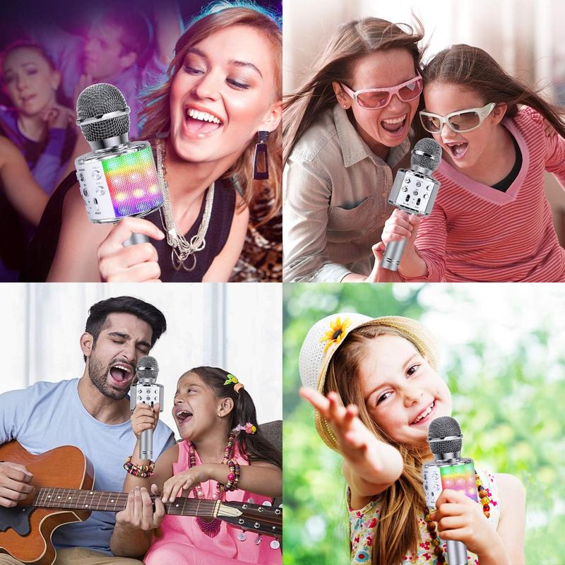 4 in 1 Karaoke  Microphone with LED Lights, Portable Microphone for ,  Gifts Toys for , Girls, Boys and Adults ()