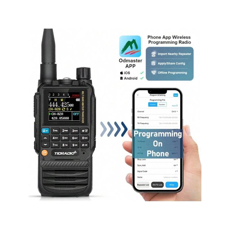 TIDRADIO TD-H3 Ham Radio Multi-Band Two Way Radio With AirBand & TD-771 Long Antenna,USB-C Programming & Charging,2500mAh Battery,One Key Frequency Match,DTMF FM AM NOAA VOX SCAN,Walkie Talkies