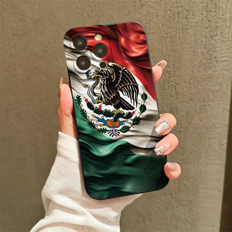 Mexico Flag Pattern Phone Case, 1 Count Full Body Shockproof Phone Protective Cover, Fashion Phone Accessories Compatible with iPhone 11 12 13 14 15 Pro Max