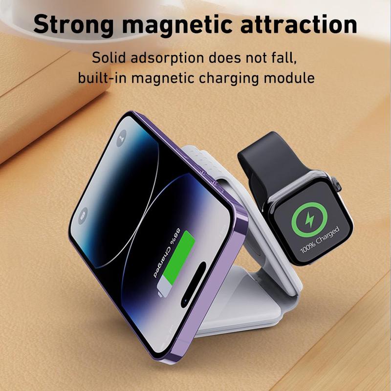 3-in-1 Magnetic Wireless Charger, Foldable Fast Charging Charger, Charger for iPhone 14 Pro Max Mini & iWatch & AirPods Pro 3 2