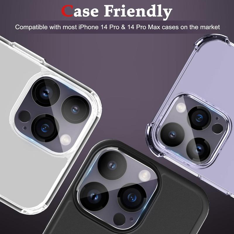 4pcs For iPhone 16 15 14 13 12 11 Pro Max Tempered Glass Camera Lens Cover Protector