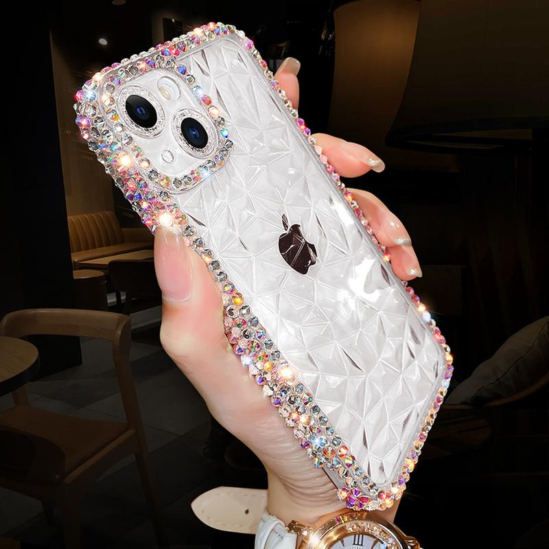 Luxury Diamond Glitter Case For iPhone 13 12 11 14 15 Pro Max X Xr Xs 8 7 Plus Bling Transparent Shockproof Soft Silicone Cover