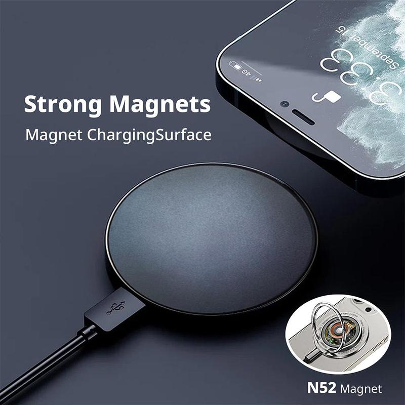 Superv Dual-side Charging Magnetic Wireless Charger with Foldable Phone Ring Holder Stand, Portable Magnetic Wireless Charger Phone Holder, Smartphone Accessories for Home & Office, Magnetic Holder, Portable Stand Foldable