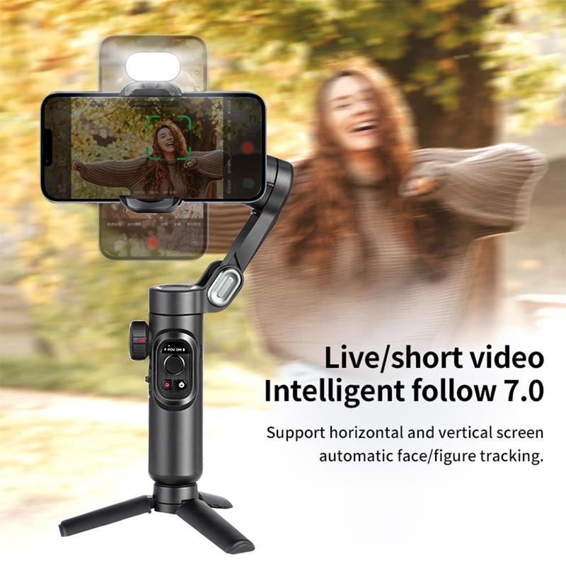 AI Tracking Phone Gimbal Stabilizer, 3-Axis Smartphone Foldable Gimbal for iPhone, Gimbal with Focus Wheel Vlog Stabilizer for iPhone 15 14 Pro Max & Android, Cellphone Accessories Selfie Folding Selfie Folding Selfie Folding