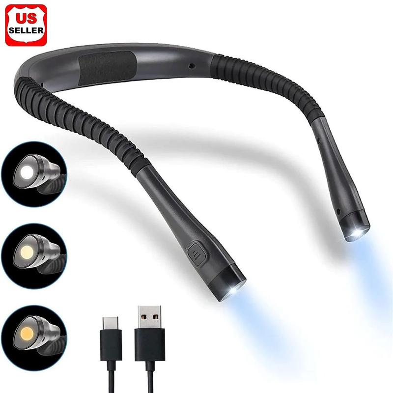 LED Reading Book Light w Clip Flexible USB Rechargeable Bed Travel Desk Laptop Mobile Rubber