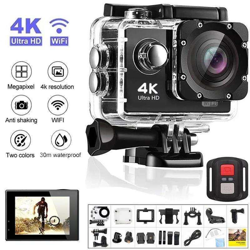 4K WiFi Action Camera Waterproof Sports Camera HD 1080P Screen Underwater Camera