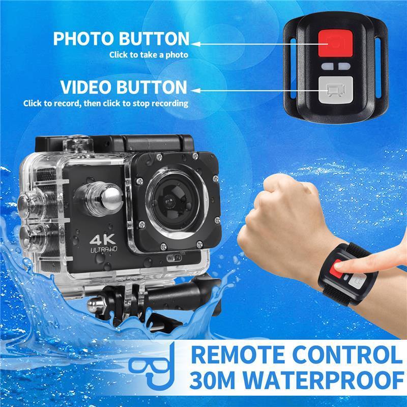 4K WiFi Action Camera Waterproof Sports Camera HD 1080P Screen Underwater Camera