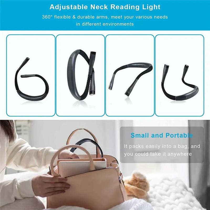 LED Reading Book Light w Clip Flexible USB Rechargeable Bed Travel Desk Laptop Mobile Rubber