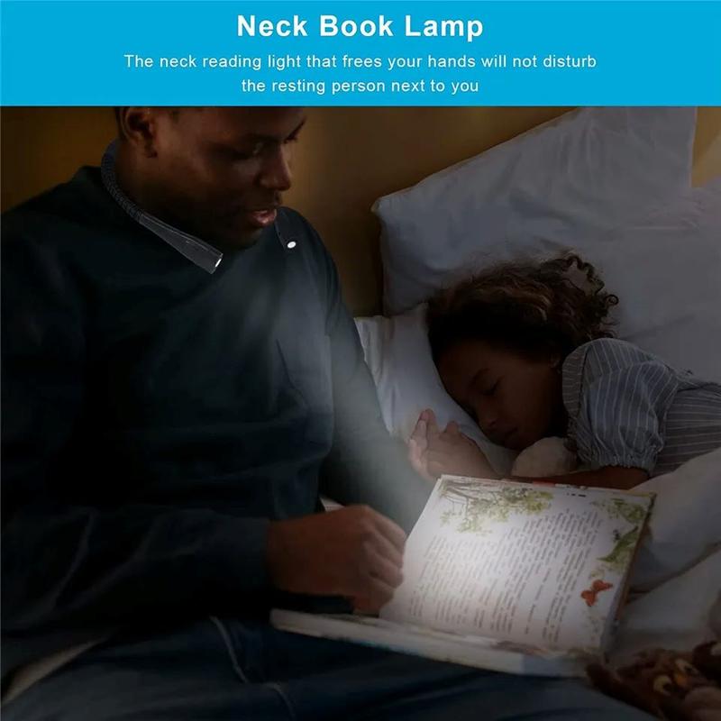 LED Reading Book Light w Clip Flexible USB Rechargeable Bed Travel Desk Laptop Mobile Rubber