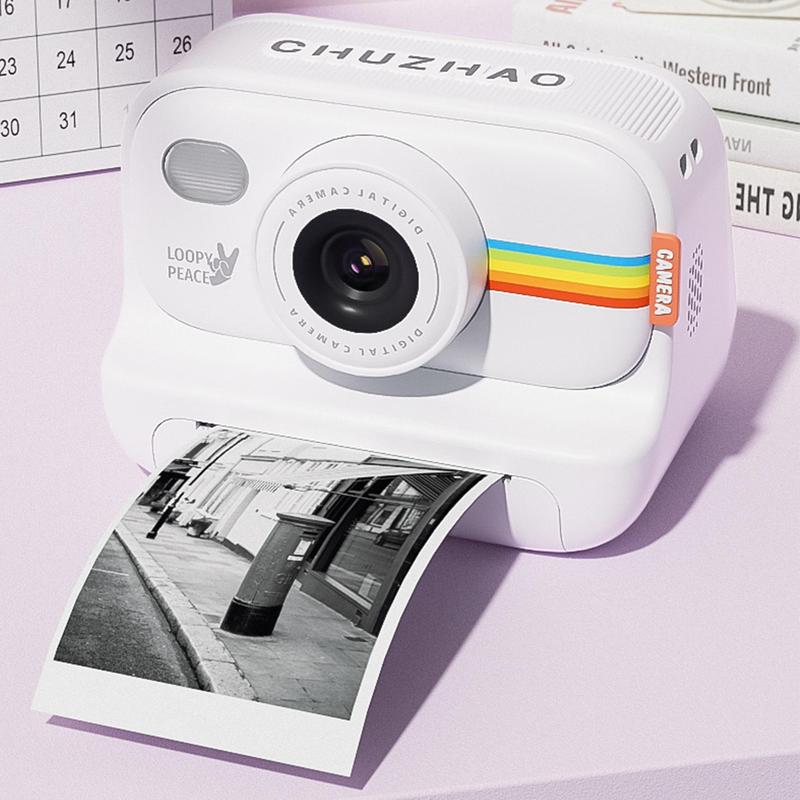 Children's camera，Inkless instant print camera 1080p, digital camera, with 8G memory card, compact portable camera for kids, teenagers, and beginners, Christmas birthday gift Durable Charging Adjustable  Chargeable Sd point and