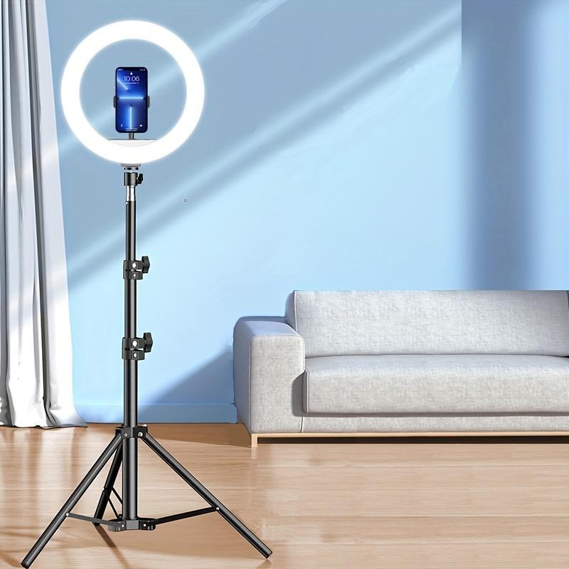 Portable Selfie Ring Light with Tripod Stand, Adjustable LED Ring Light with Phone Holder, Selfie Light with Flexible Bracket for Live Stream & Photography