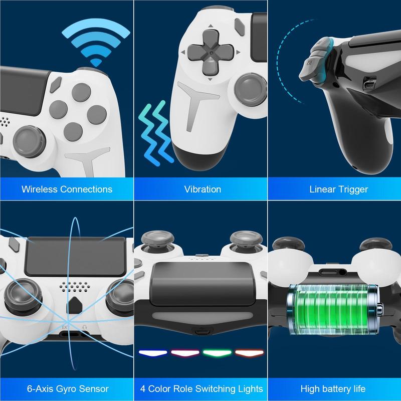 GAMINJA Wireless Controller, Dual Vibration Game Controller, 6-Axis Gyro Sensor Gamepad Compatible with PS4 PS4 Slim PS4 Pro PC, Gaming Accessories