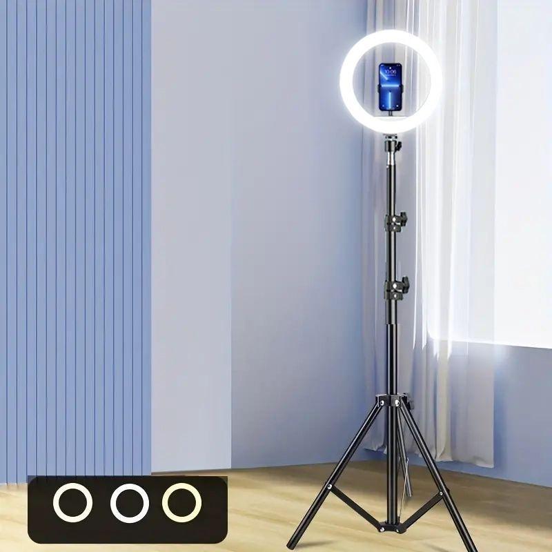 Portable Selfie Ring Light with Tripod Stand, Adjustable LED Ring Light with Phone Holder, Selfie Light with Flexible Bracket for Live Stream & Photography