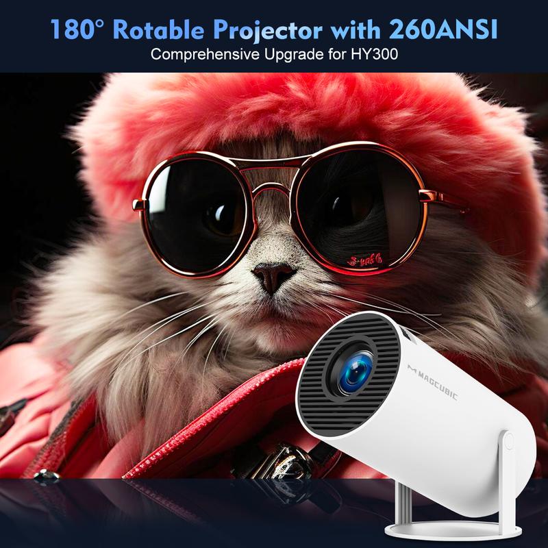 Projector  4K 1280*720P HY300 Dual Wifi 260ANSI 180°flexible BT5.0 Cinema Outdoor Portable Projetor HY300 Pro