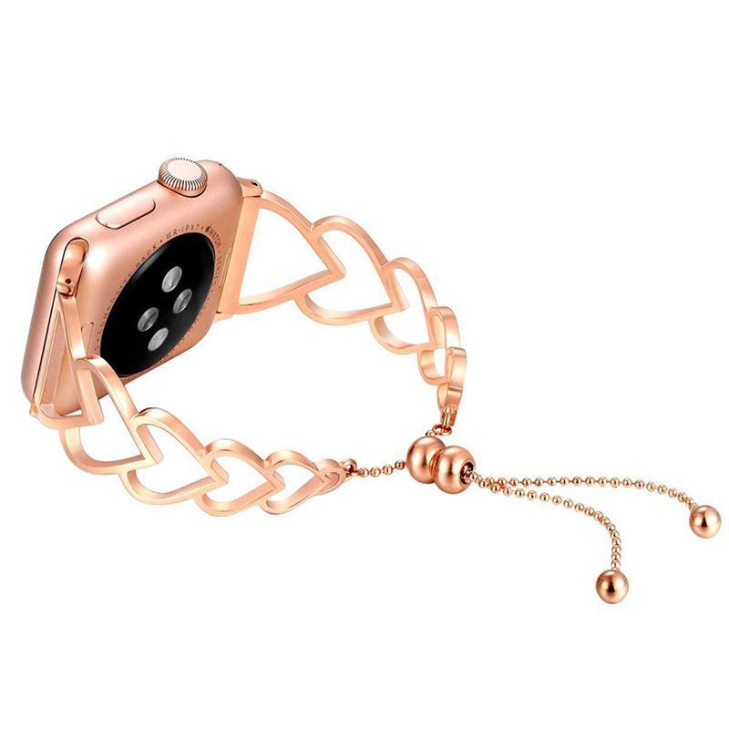 Fashionable Heart Design Watch Band (Band Only), 1 Count Replaceable Watch Band with Beaded Chain for Apple Watch Series 10 9 Ultra SE 8 7 6 5 4 3 2 1